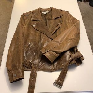 Newport News rich brown faux Leather Moto jacket.